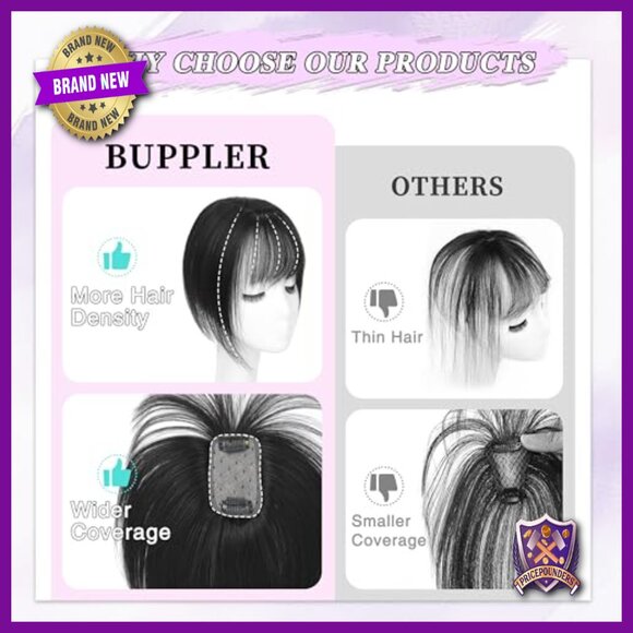 5x10 Human Hair Topper with Bangs for Thinning Hair, Silk Base main image 4
